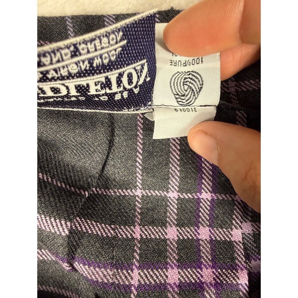 Pendleton Pleated Midi Skirt Women Size 14 Gray Purple Plaid 100% Wool USA - Picture 6 of 10